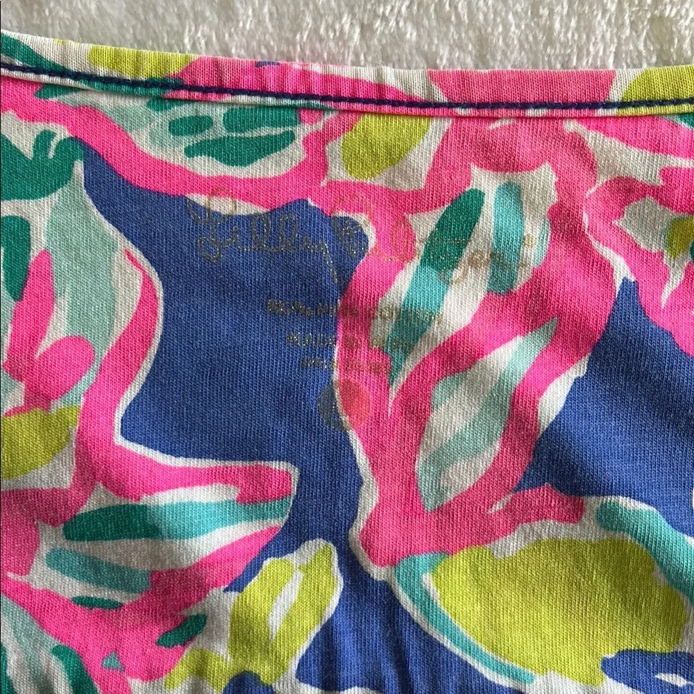 Lilly Pulitzer Blythe Tank Dress Casa Azul Floral Print Pima Cotton Women’s Larg - Picture 13 of 15